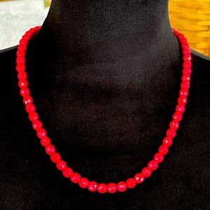 5 for $25! Vintage Cut Glass Ruby Red Necklace